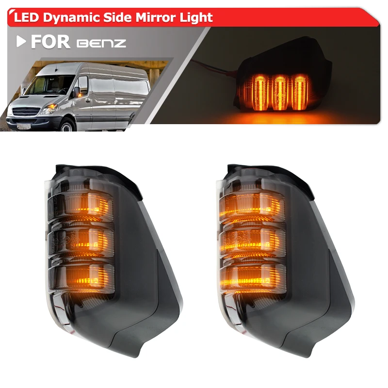 Smoked LED Side Mirror Sequential Turn Signal Repeater Lamps For 06-16 VW Crafter MAN TGE Benz Sprinter W906 Sprinter 2500 3500