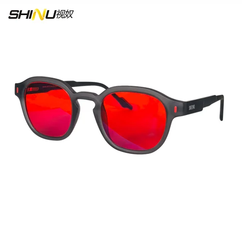 Imagen 2 del producto SHINU-gafas con filtro de luz azul para hombre, lentes rojas para dormir, naranja, ayuda para dormir, personalizadas