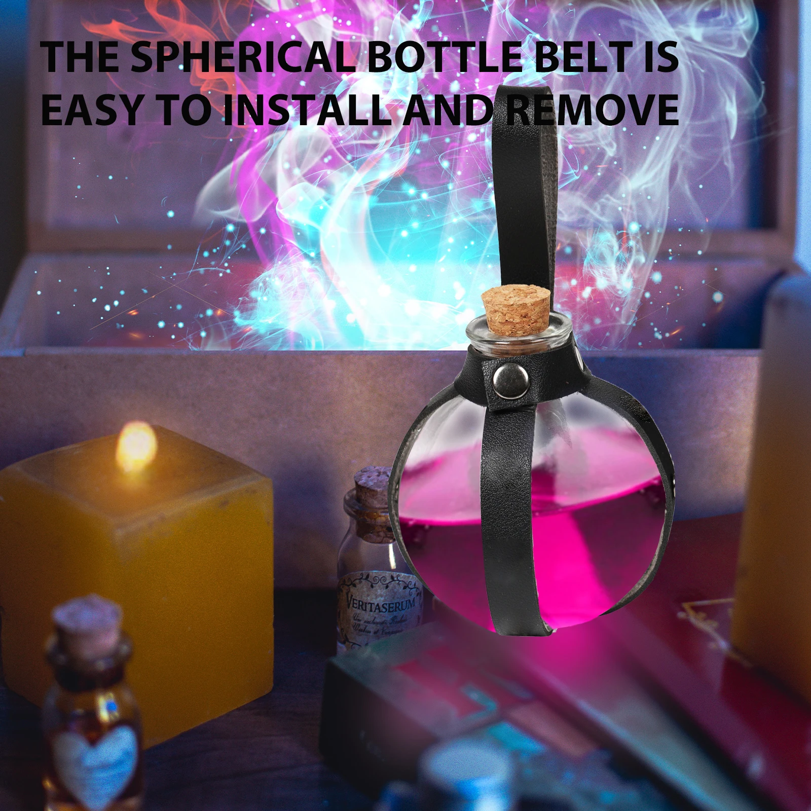 

Spherical Glass Protective For Cosplay Role Play Portable Potion Small Cork Bottle Waist Belt Round Bottle