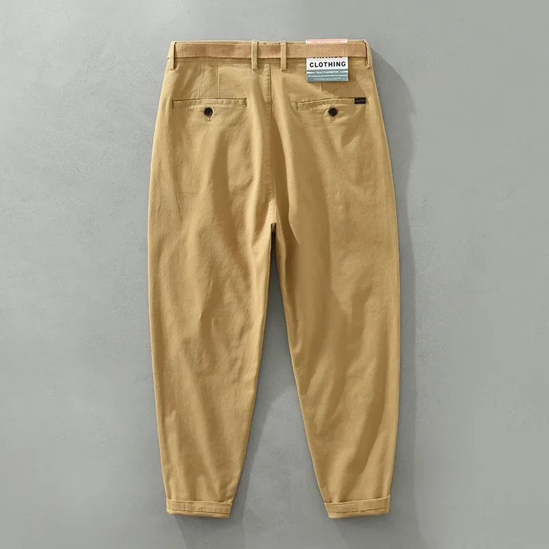 

3572 Japan Style High Quality Men's Casual Versatile Khaki Cargo Pants Cotton Simple Comfortable All Season Loose Basics Trouser