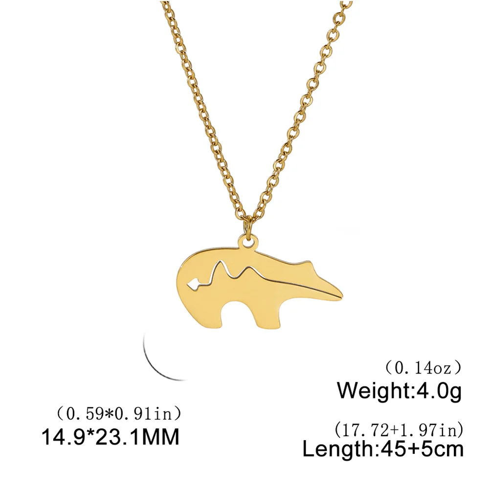 My Shape Polar Bear Necklace for Women Men Stainless Steel Silver Color Animal Pendant Chain Chokers Fashion Jewelry Party Gifts image 6
