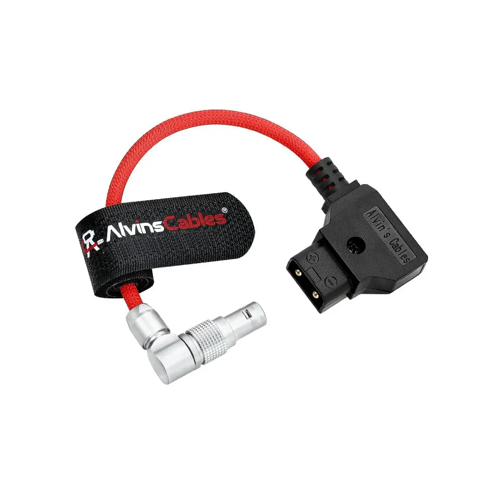 Alvin's Cables D-tap to Rotatable Right Angle 0B 2 Pin Male for Blackmagic Pyxis 12K| SmallRig, Braided Ultra-Soft Red 15CM