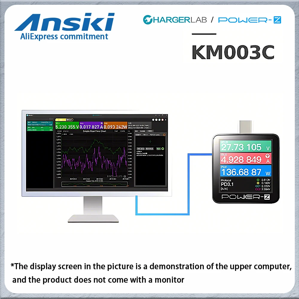 

Оригинальный тестер быстрой зарядки KM003C Type-C PD3.1 QC5.0 240 Вт Mxa портативный цифровой вольтметр и амперметр тестер Power Bank