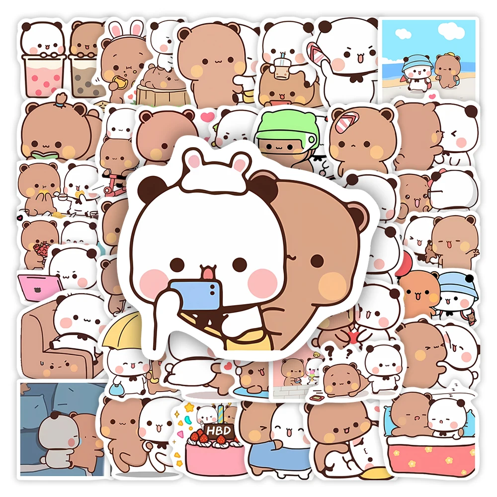 Cute Bear Bubu and Dudu Stickers DIY Toy Gifts Waterproof Decal for Phone Laptop Scrapbook Skateboard Luggage Bottles Decorative