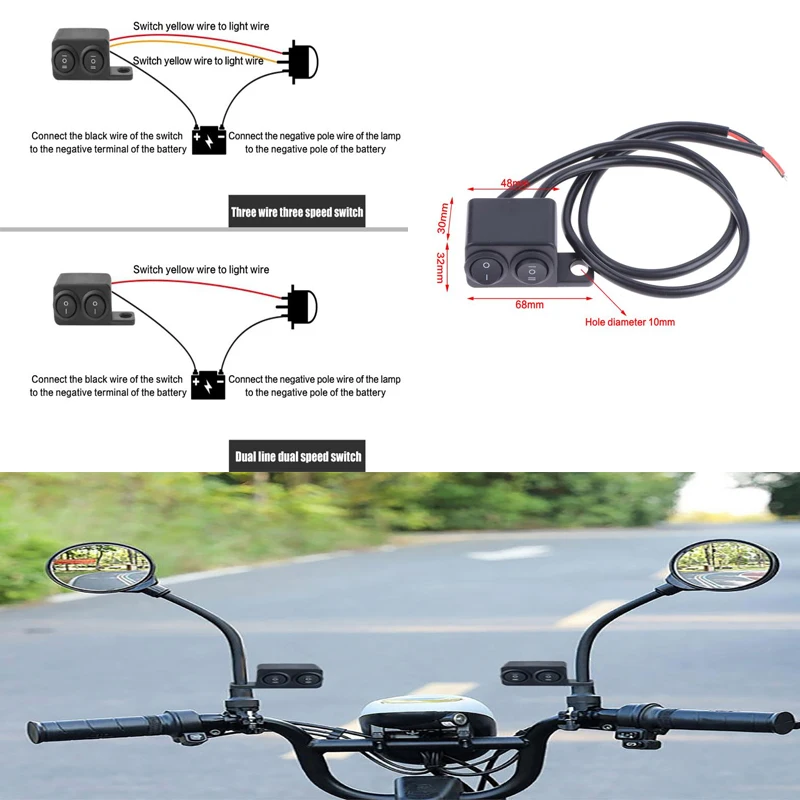 Motorcycle Switches Connector Handlebar Two Gears/Three Gears Button Push Light On/Off Button Waterproof Switch