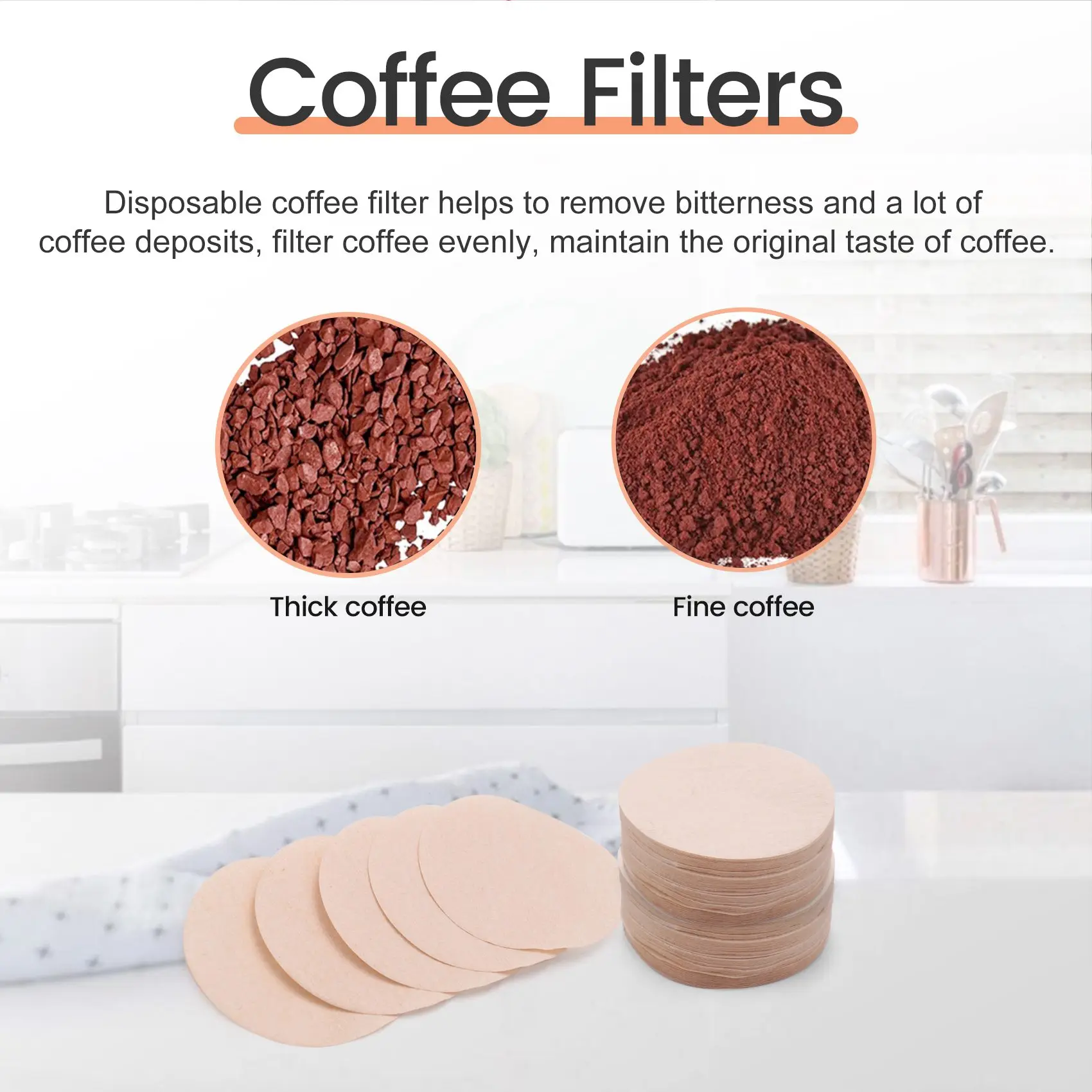 VOFUN-1000PCS Coffee Filters, Replacement Round Coffee Filters, Disposable Paper Filters For Aerobie Aeropress Coffee Filter