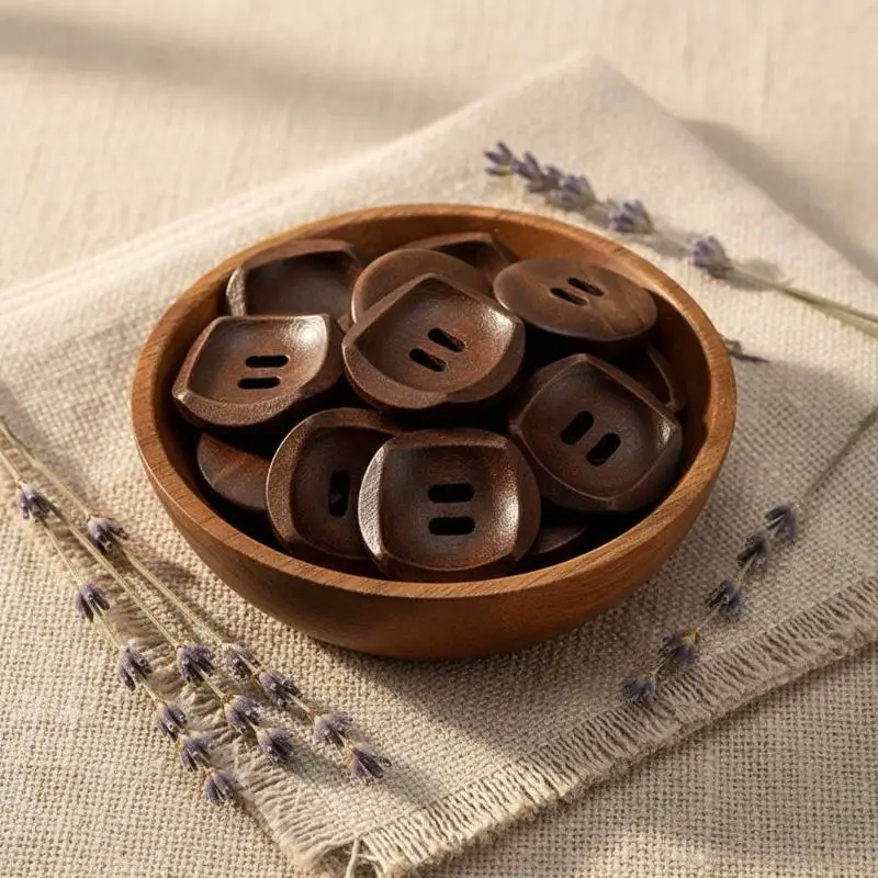 Natural Wood 30mm Sewing Buttons 50pcs Round 2 Holes Coffee Buttons for DIY Scrapbooking Craft