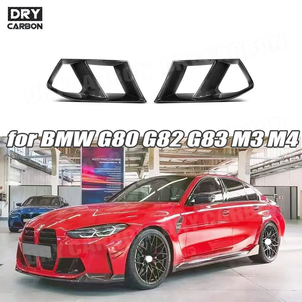 

Dry Carbon Fiber Front Bumper Air Vent Cover Trim Canards Foglamp Mech Accessories for BMW 3 4 Series G80 G82 G83 M3 M4 2021+