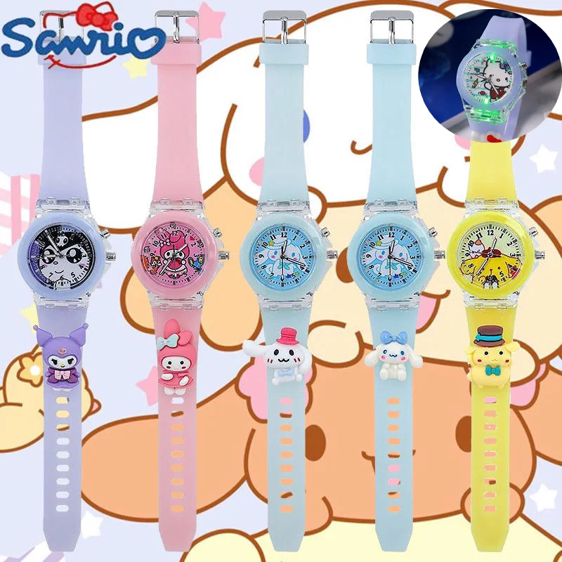 Sanrio Hello Kitty Cartoon Children's Watch Silicone Glow-in-the-dark Elementary School Watch Boys Girls Quartz Watch Christmas