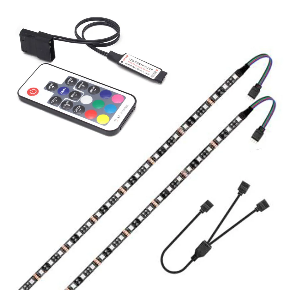 12V RGB Gaming remote LED Strip Light RGB tape lamp For Aura Sync Motherboard ADD PC Computer case RGB Header Molex Connector