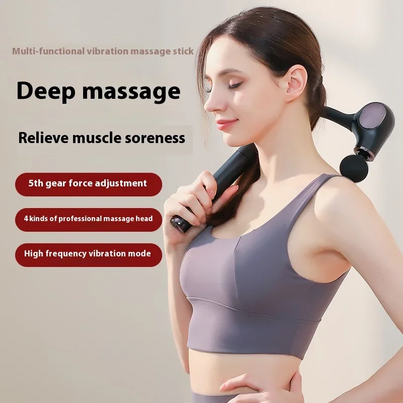 Factory Customized Fascia Gun Rechargeable Electric Back Massage Handle Deep Tissue Massage Gun for Post Sports Recovery