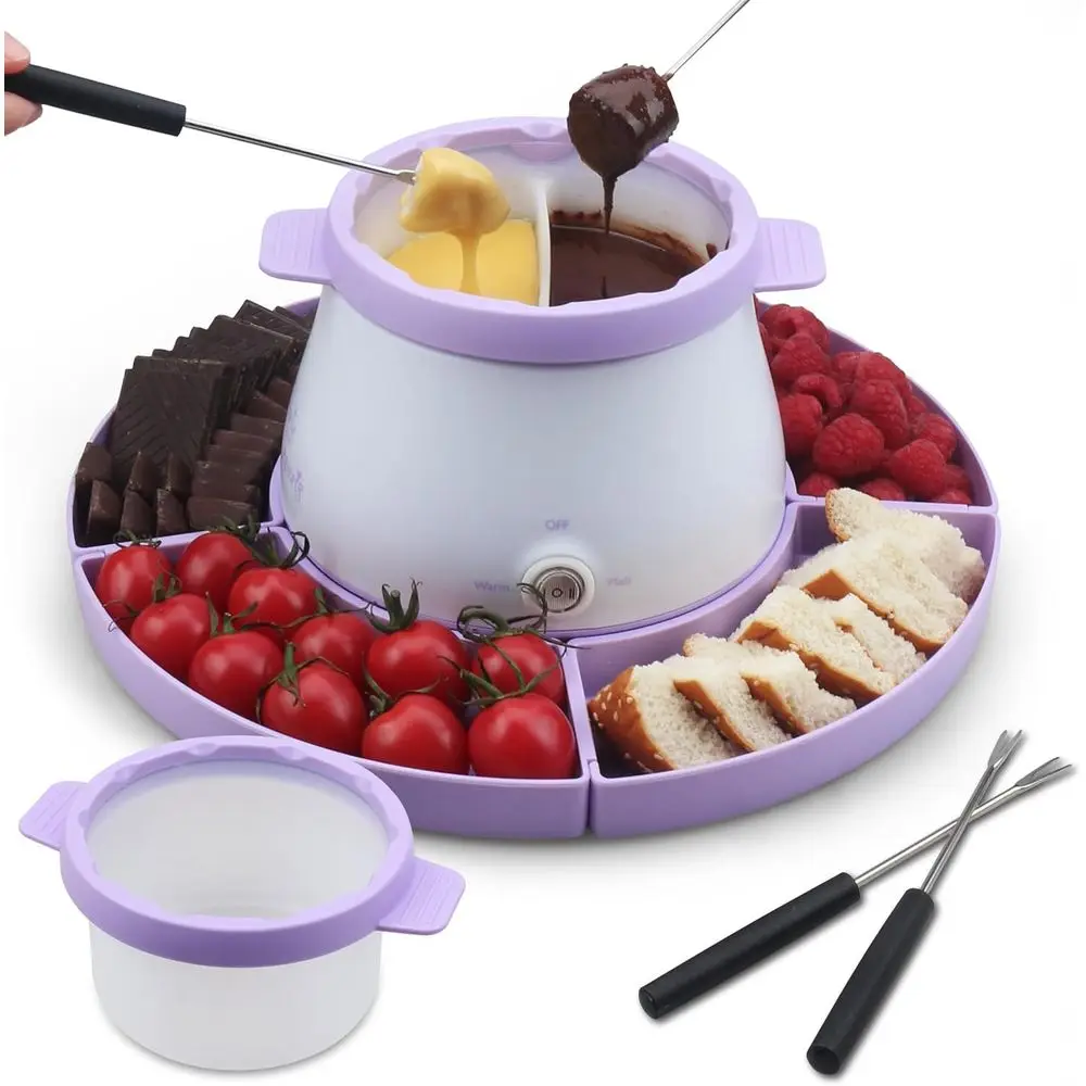 Electric Double Pot Set for Melting Chocolate, Dipping, and Candy Making, 2.5 Cups, Lavender
