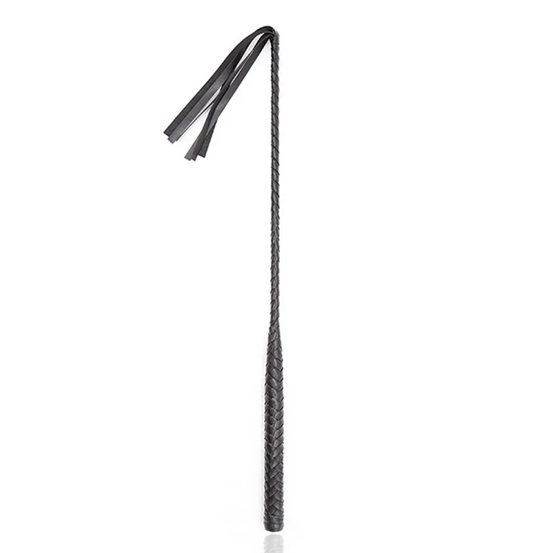 Zwart Pu Lederen Riding Crop Zweep Paardensport Paard Zweep, Stage Performance Rijden Crop Gevlochten Paardensport Racing Zweep