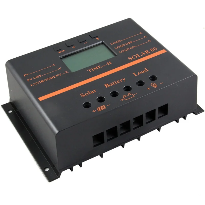 AB46-Solar Charge Controller 80A Solar Panel Custom Battery Regulator, Port Auto 12V/24V PWM For FLD/Lifepo4/SLD/GEL