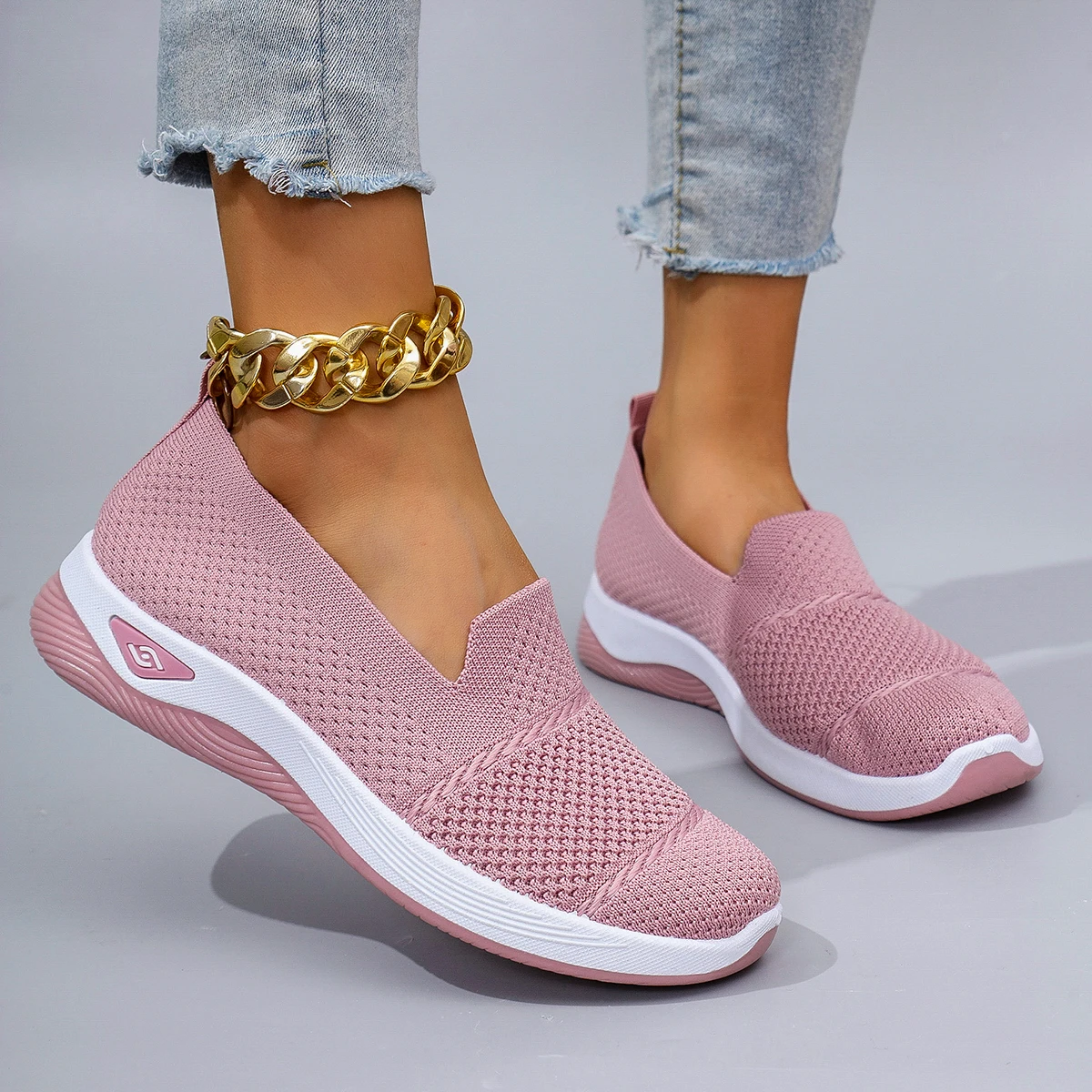 Bequeme, atmungsaktive, verschleißfeste Lazy-Schuhe für Damen im Frühling mit weichen Sohlen