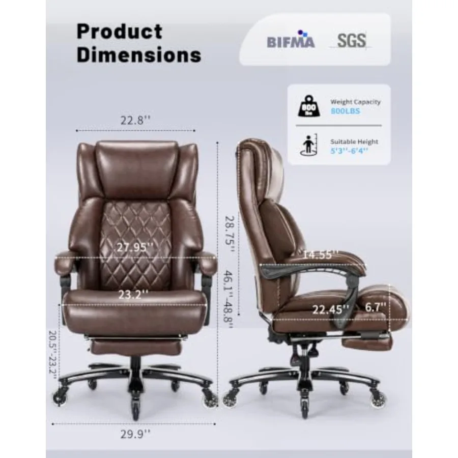 Home office heavy-duty executive chair: steel frame, black mesh, 800LBS capacity, extra-wide seat, adjustable lumbar, reclining