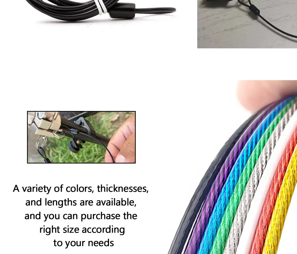 50 Stück 2mm Edelstahl-Drahtseil PVC-Farbbeschichtet mit Ring, Kabelseil, fester Aufhängungsseil für Haushalt, Outdoor, Reisen – Detail 4