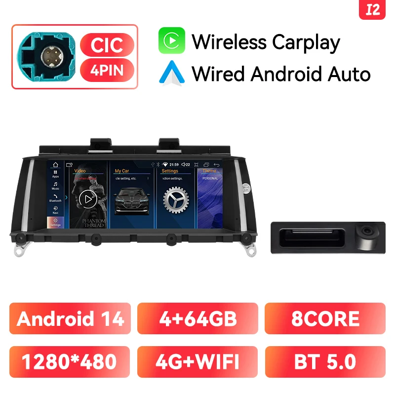 Draadloze Carplay Android 14 Auto Autoradio Voor Bmw X3 F 25 X4 F26 Cic Nbt Navigatie Ips Scherm Headunit 8Core 6G + 128Gb Gps Stereo