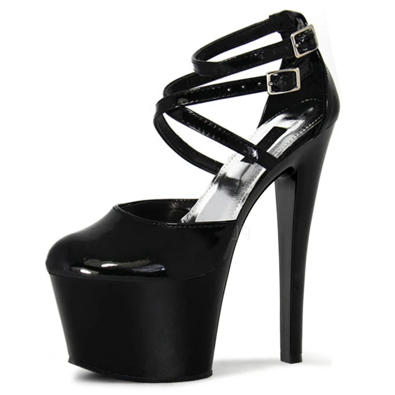 

Retro Gothic Shoes Cross Dressing 18cm Sexy Fetish Platform Exotic Dancer Sandals Full Dress Coarse Heel Strip Pole Dance Stage