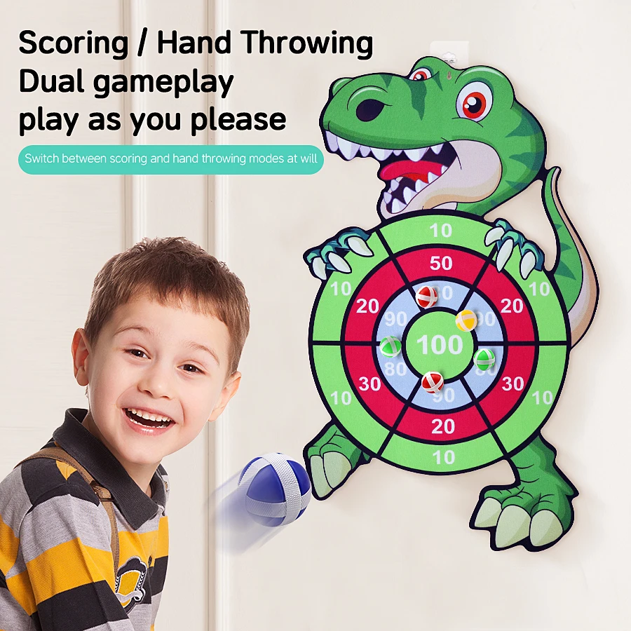 Palla appiccicosa per bambini Bersaglio da lancio Coperta/Esterna Sport genitore-figlio Palla di aspirazione sicura Dinosauro del fumetto Palla appiccicosa Giocattolo