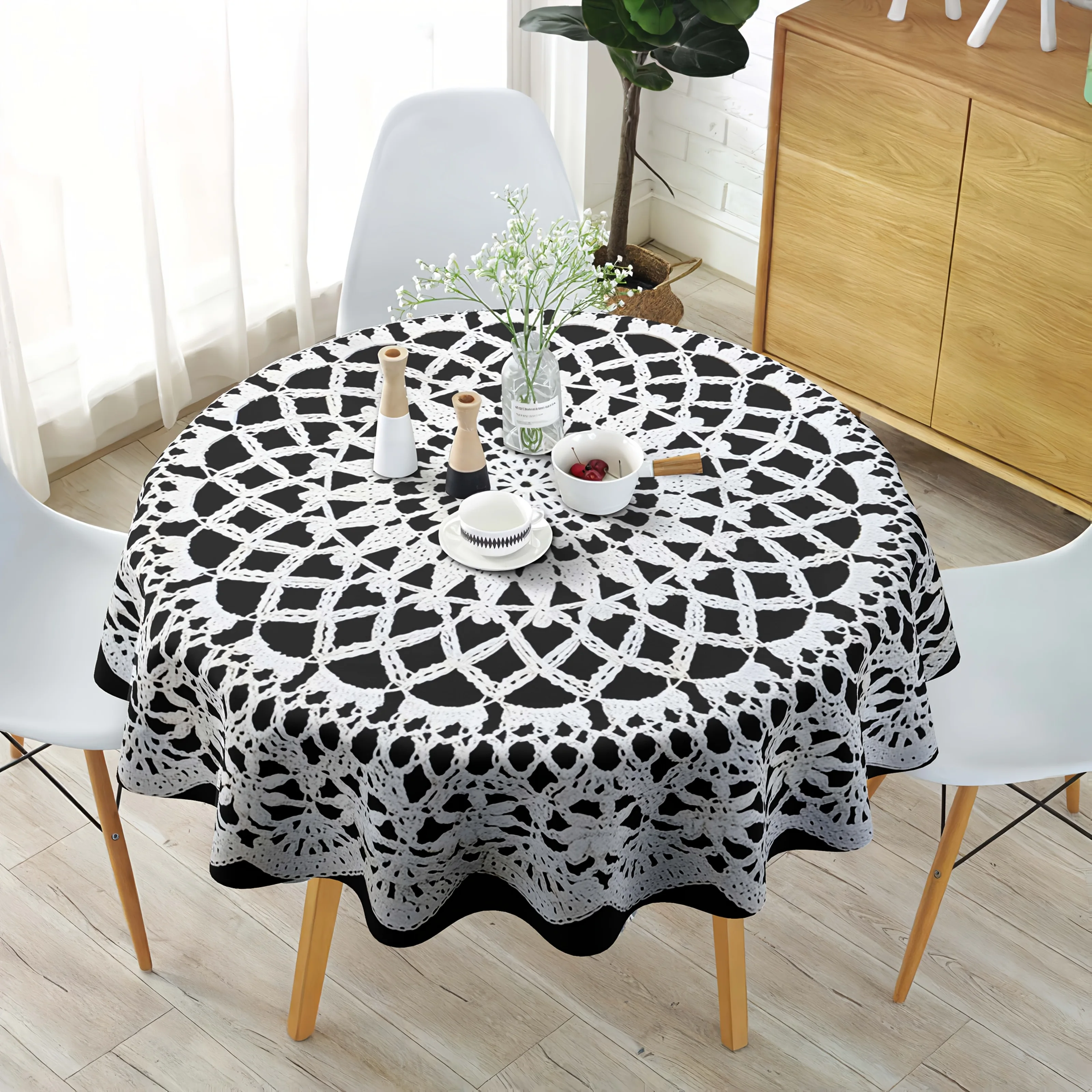 2D printed pattern, European-style tablecloth, center with radial opening