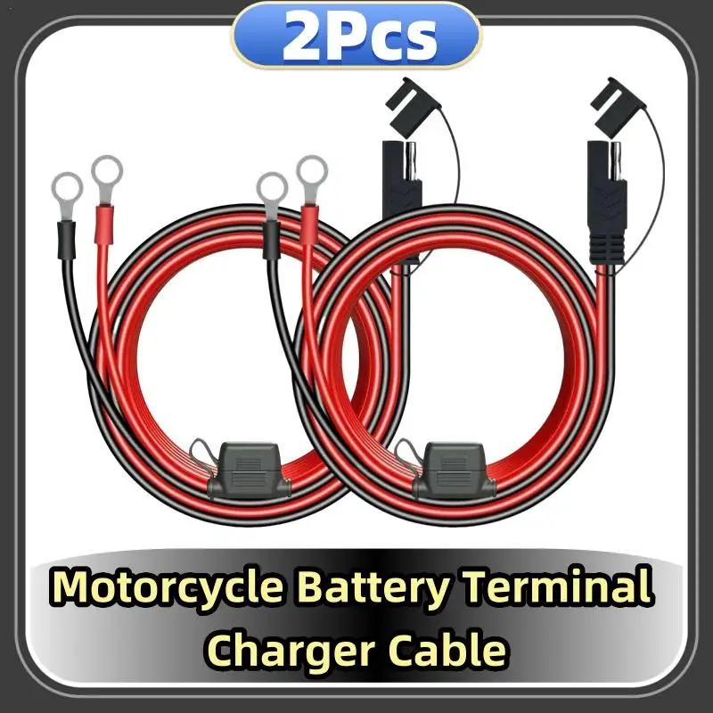 2Pcs Charger Cable For Motorcycle Battery Terminal To SAE Quick Extension Cord Cable Connector For Battery Charger/Maintainer