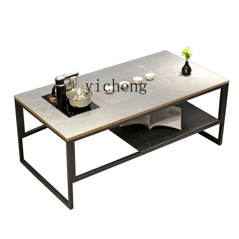 CZ-18 Light Luxury Stone Plate Automatic Water Feeding Integrated Kung Fu Tea Dining Table for Home Living Room