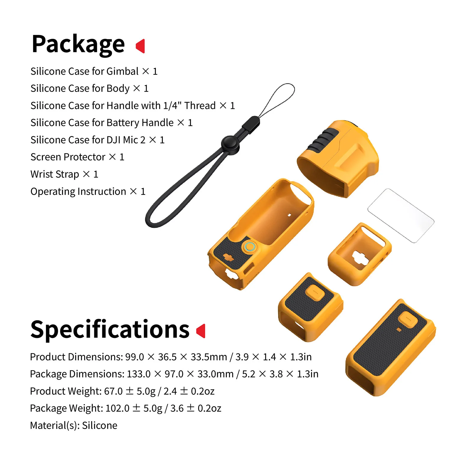 SmallRig siliconen hoesjesset voor DJI Osmo Pocket 3 Basic/Advanced BumbleBee Edition, met polsband Modulaire allround bescherming