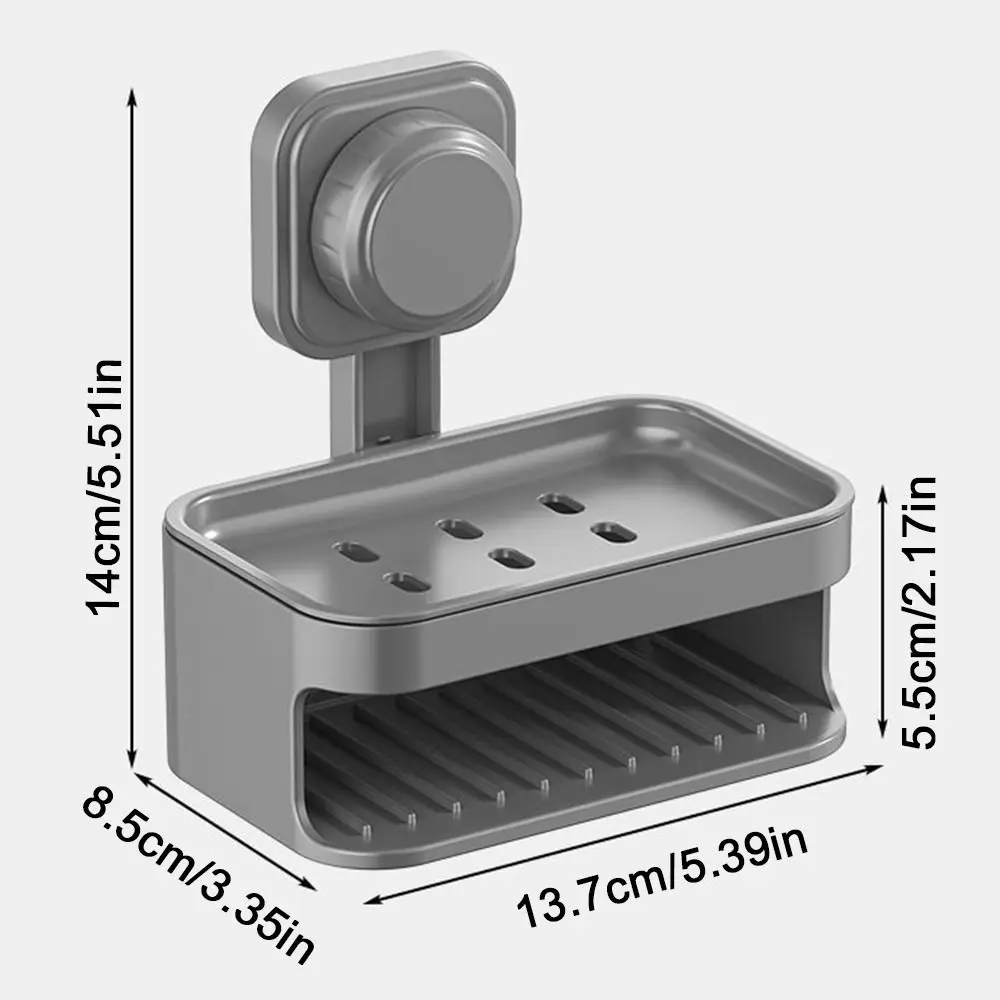 Double Layer Suction Cup Soap Box Wall Mounted Self Draining Soap Sponge Holder Removable Perforation-free Soap Drain Rack
