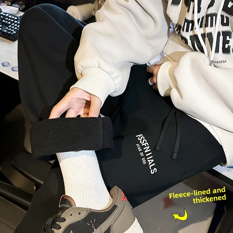 

Мужские зимние спортивные брюки прямого кроя на флисовой подкладке, удлиненные, повседневные, теплые, дышащие, модные