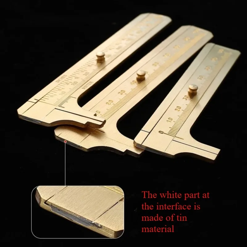 High Precision Pure Copper Vernier Caliper for Measuring Mini Cultural Walnut Copper Caliper Tin Welding Jewelry Caliper Ruler