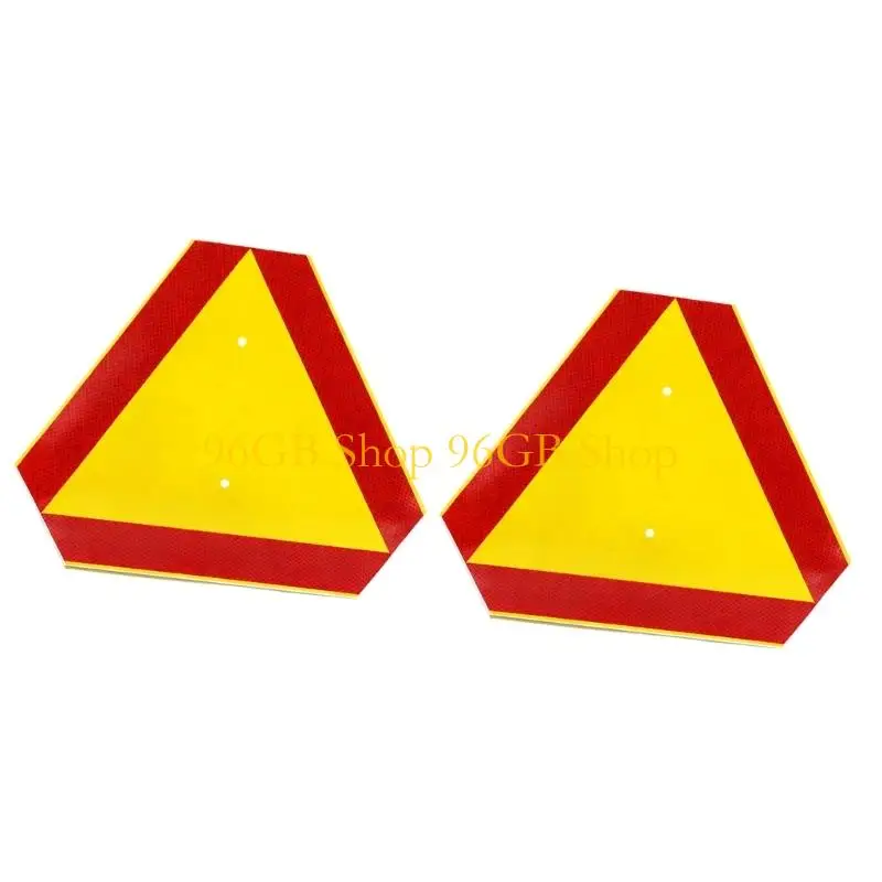 96 Go Lot 2 grands panneaux sécurité réfléchissants 15,9 x 13,7 pouces Emblème à mouvement lent pour véhicule pour alerte