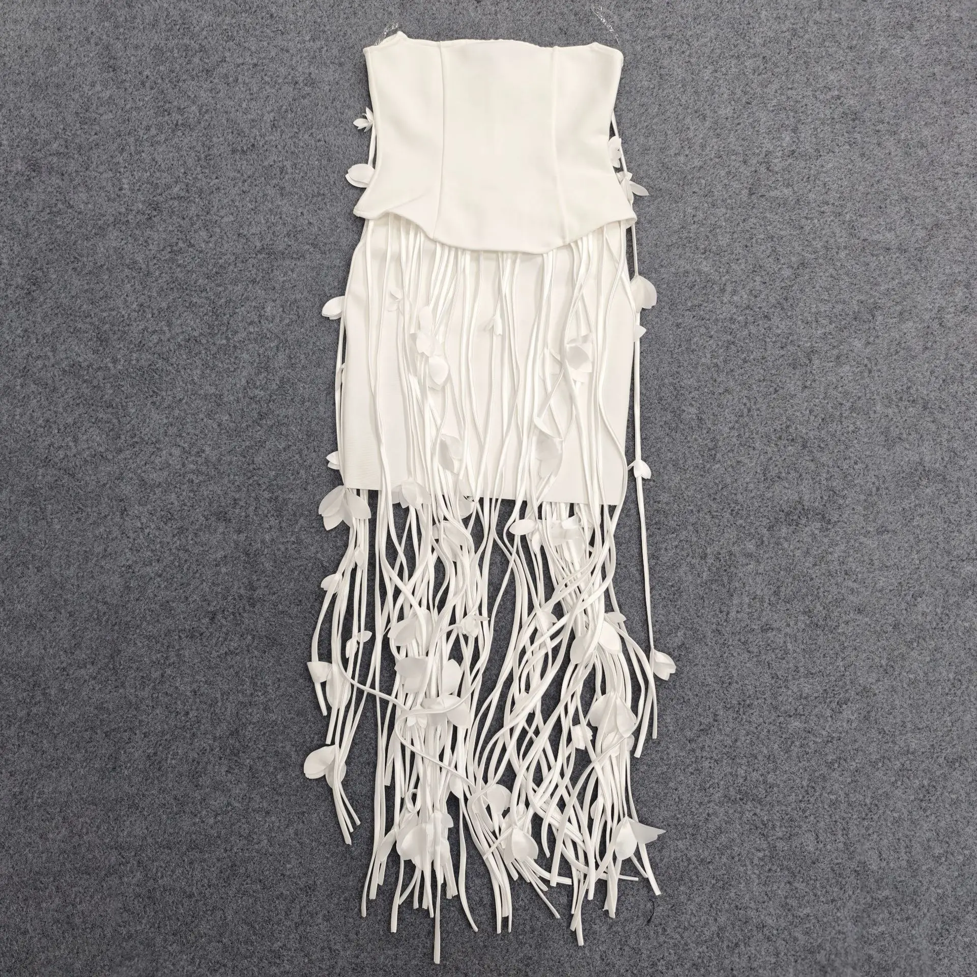 Vestido ceñido al cuerpo con borlas largas y tirantes para mujer, 5 colores, sin mangas, Sexy, para celebrar la alfombra roja, traje de fiesta de moda de noche