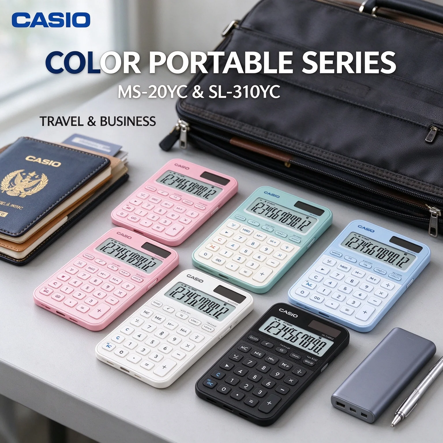 Casio MS20YC SL310YC Compact Desktop Calculator Clear Large LCD, Independent Memory for Daily Office Accounting Tasks