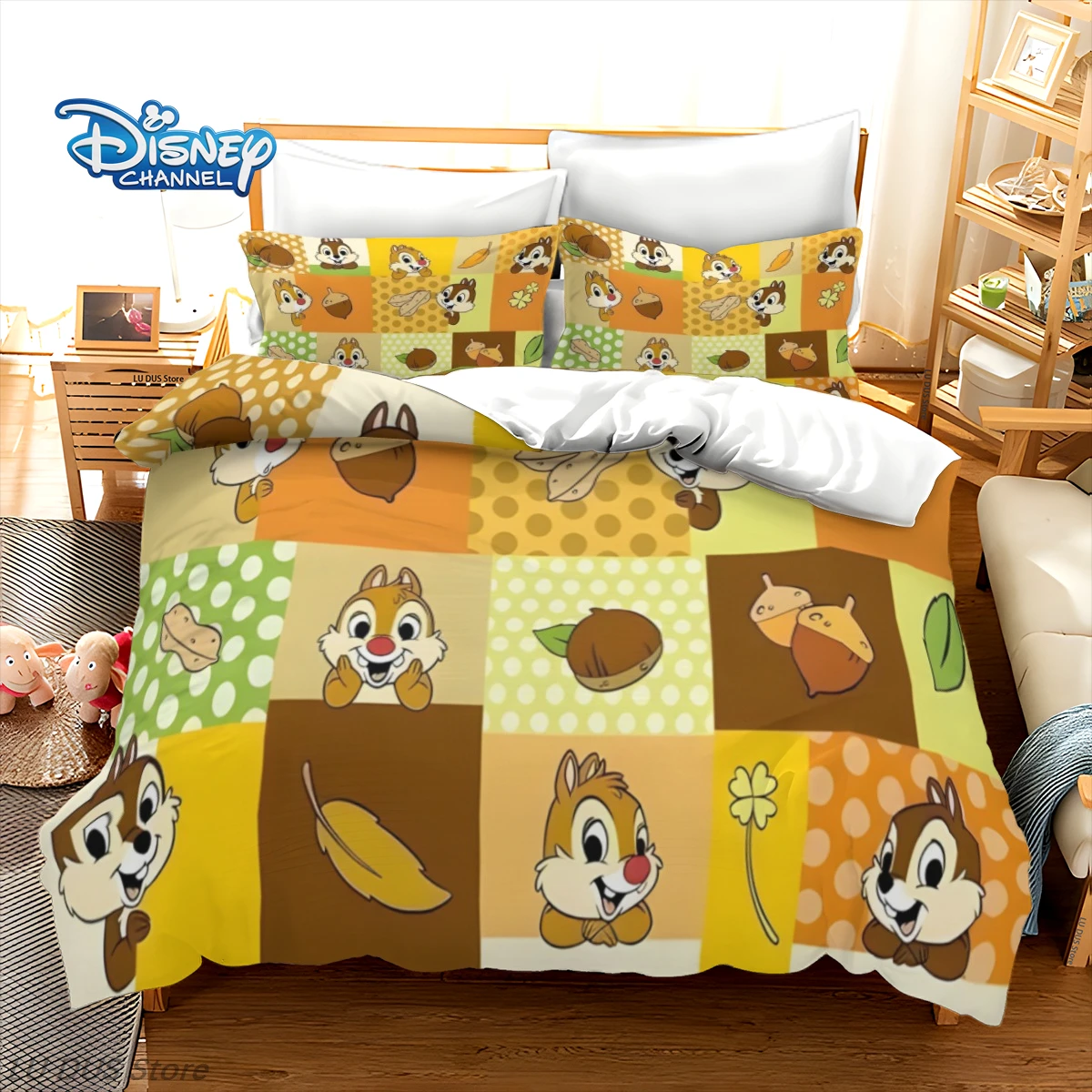 

Disney Chip and Dale Bedding Set 3Pcs 3D Cartoon Duvet Cover Set Kids Boys Girls Comforter Cover Bedroom Decor Cute Anime