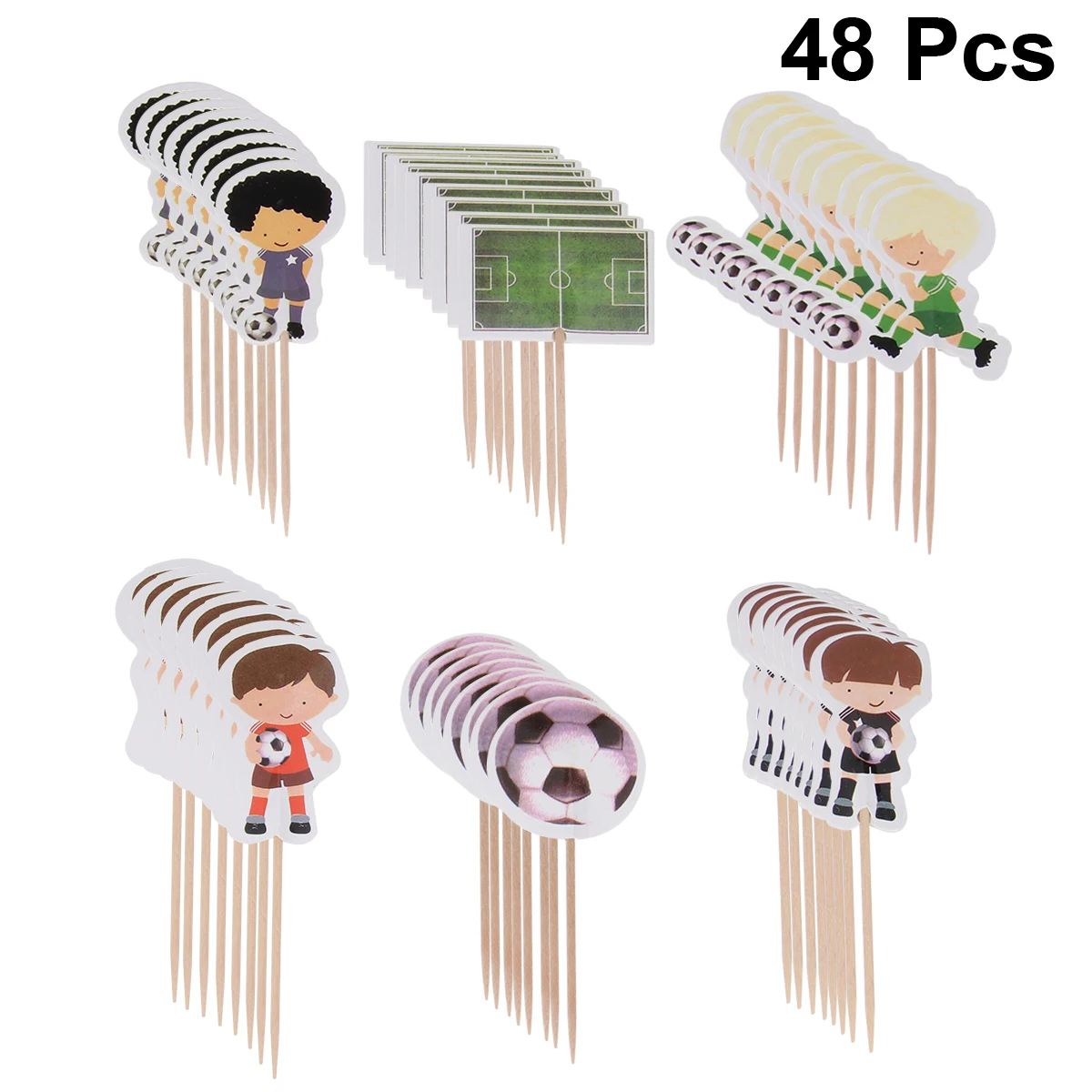 

48pcs CupOrnaments For Kids Topper Pick Ornaments For Kids Insert Flag Football Theme Ornaments For Kids Topper Party Football