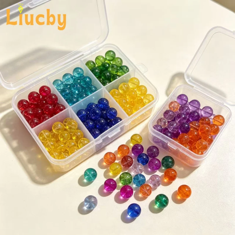 Bunte Glasperlen für Schmuckherstellung, DIY-Schmucksets, Armbänder, Accessoires, 15 Zoll, 6/8/10 mm, ca. 100 Stück – Detail 6