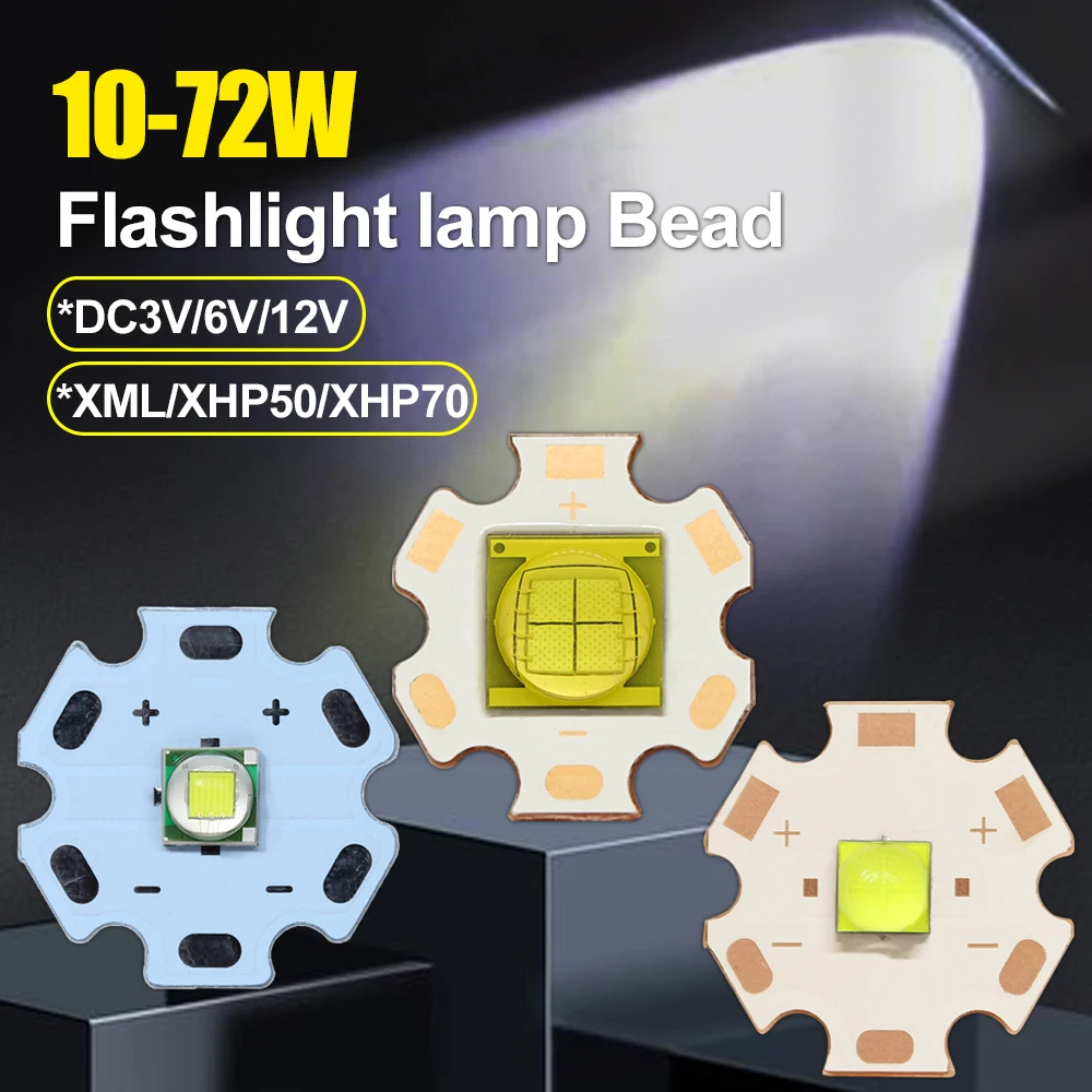 

2pcs 8W 10W 18W 20W36W T6 5050-L2 Ceramic XHP50.2 7070 XHP70.2 XHP90 45W 50W60W DC3V/6V/12V Cold Warm White Beads For Flashlight