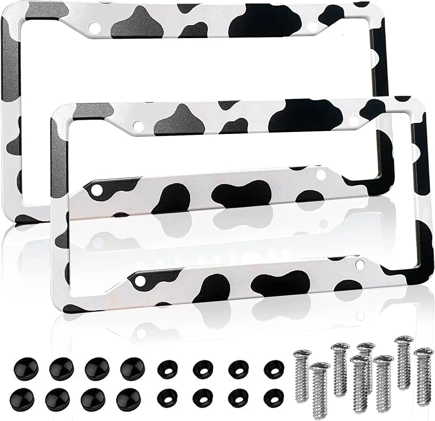 

Cow Texture Pattern Car License Plate Frame 2 Pack License Plate Holder with 4 Holes Car Tag Frame for Women Men US Vehicles