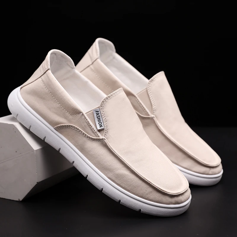 Soft Men Shoes Fashion Flats Canvas Shoes Summer Breathable Platform Mens Casual Vulcanized Shoes Autumn Slip on Man Sneakers