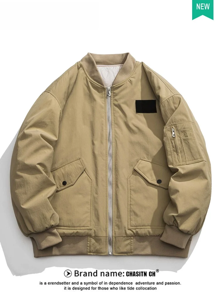 

American Retro Cotton Jaet Men's Winter Bomber Pilot Jaet Thiened Cotton Outerwear Trendy Brand Casual Urban Sle