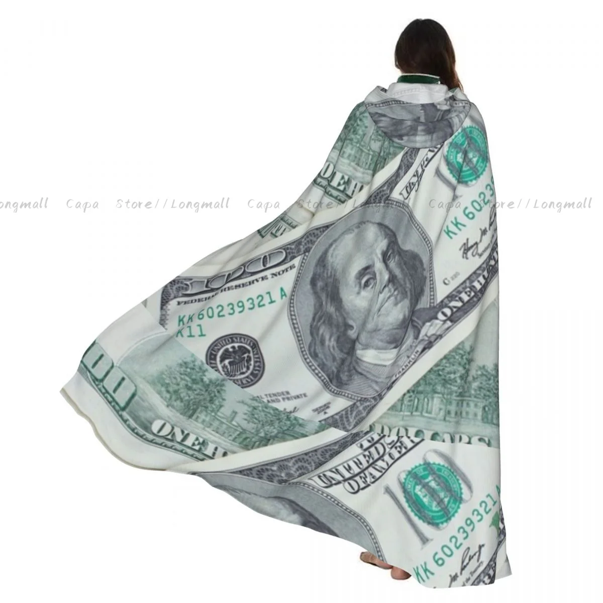 

Плащ ведьмы, доллары США, бумажная валюта с принтом, костюм для косплея на Хэллоуин, плащ унисекс для взрослых, накидка в стиле ретро