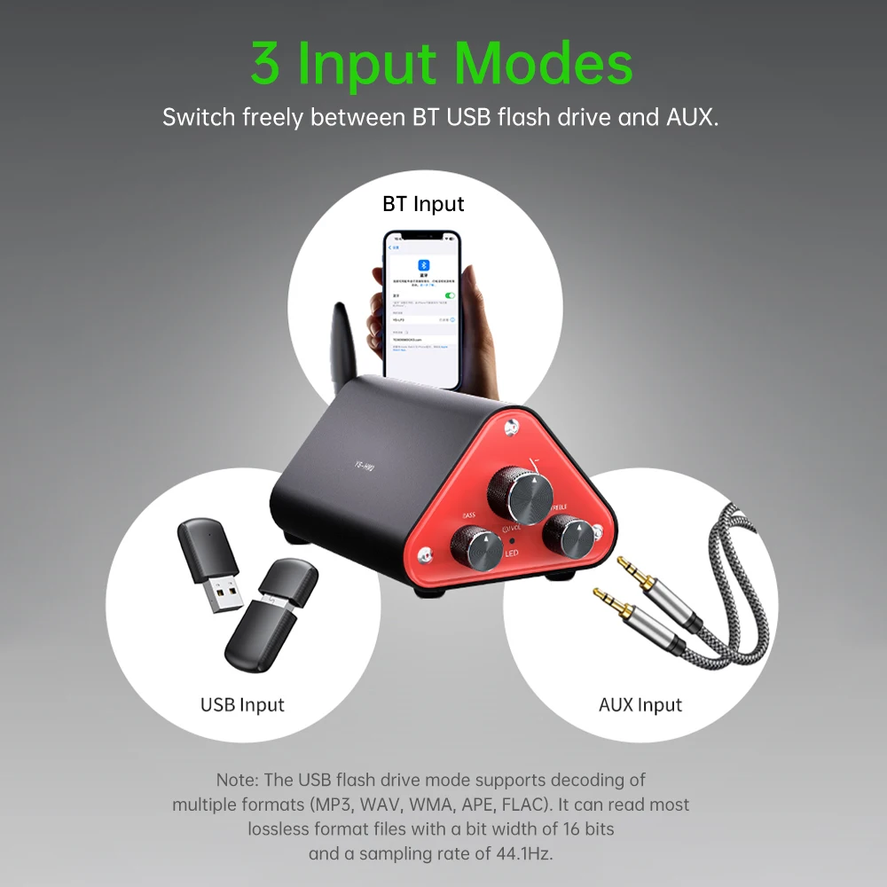 YS-HM3 50W+50W BT 5.4 Dual Channel HIFI2.0 Stereo Digital Amplifier With US/EU Plug DC 12-24V TPA3116 NE5532 Audio Amplifier