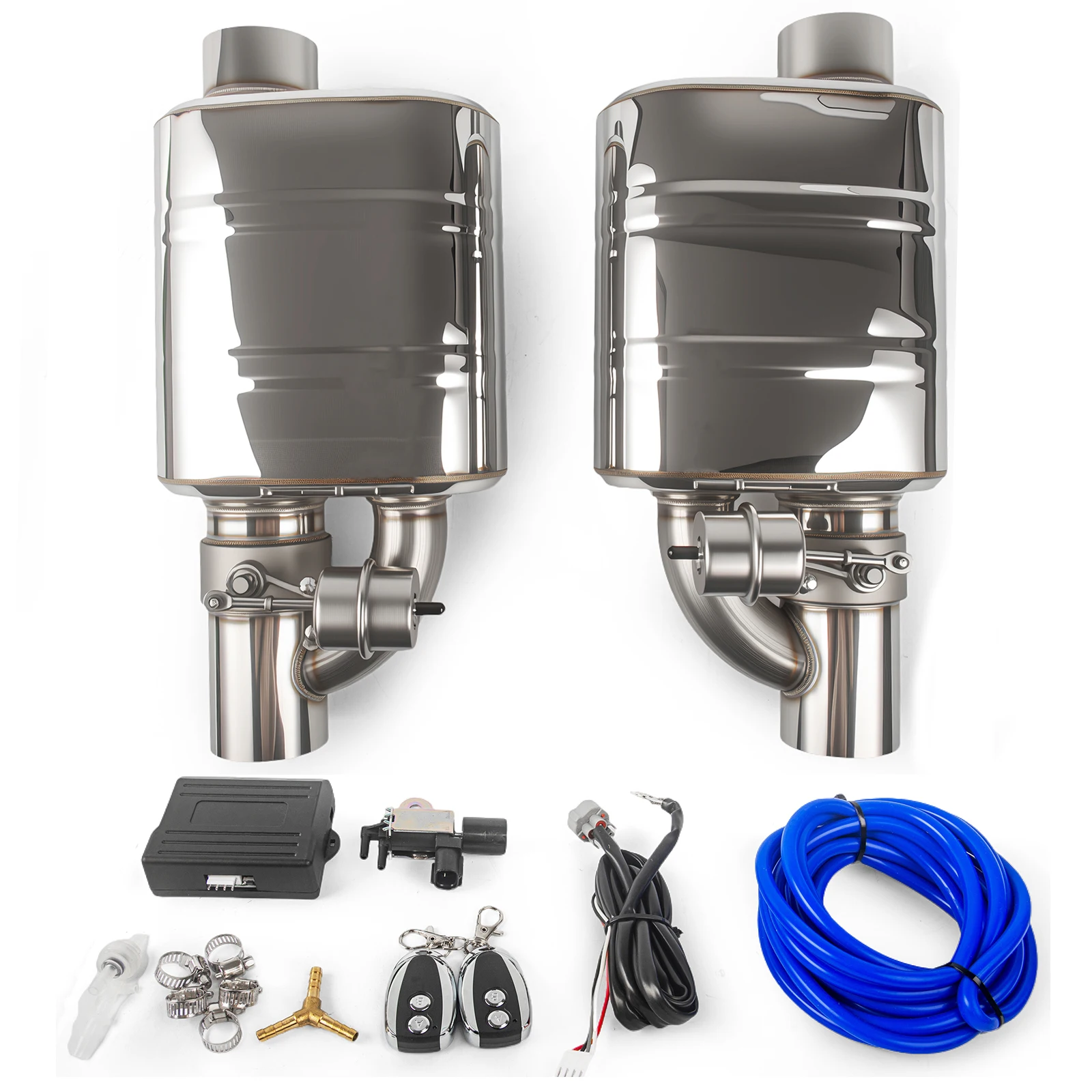 

NEW!!! 1Pair 2" 2.25" 2.5" 3'' Inch Exhaust Muffler Stainless Steel With Dump Valve Electric Exhaust Cutout Remote Control Set