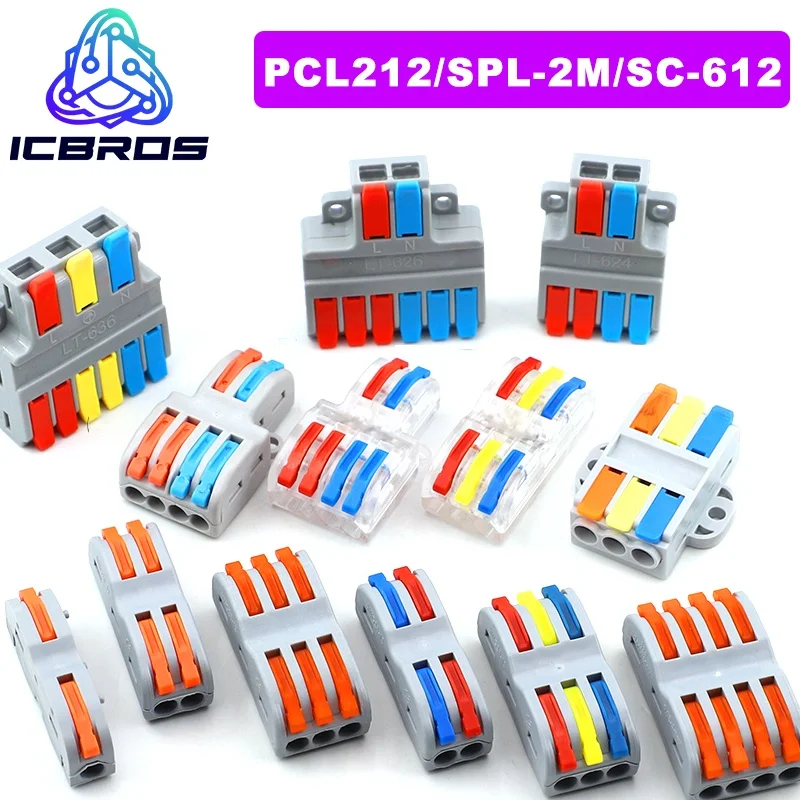 10pcs/lot  Lever Wire Connectors Compact Splicing Wire Connector 2 3 5 Way Electrical Connectors for Quick Connect 28-12 AWG