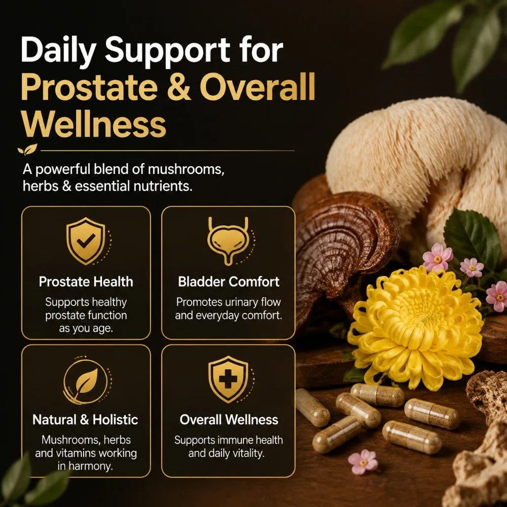 Prostate Health Capsules for Men, Saw Palmetto, Pumpkin Seed & Lycopene with Zinc for Urinary Flow & Bladder Comfort, 60 Count