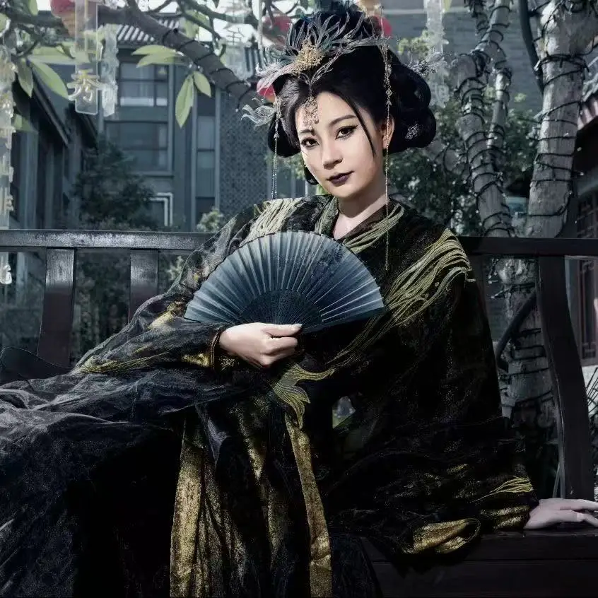 

Black Gold Anime Cosplay Costume Men Women Traditional Chinese Clothing Hanfu Dress Halloween Event Street Prince COS Suits