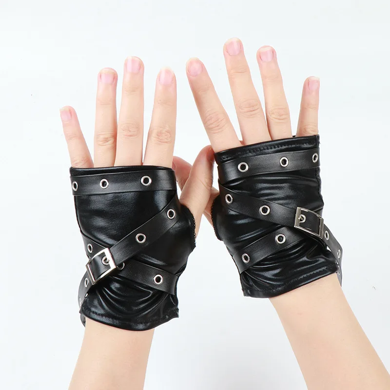Fingerless Gloves Gothic Black Women Short Arm Sleeves Harajuku Edgy Personalized Niche Lightweight Nylon Spandex