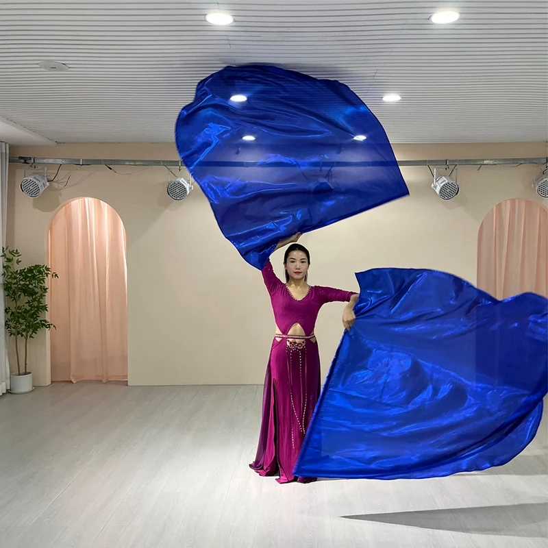 Cinta de actuación folclórica para mujer, palos telescópicos de seda, banderas, alas grandes, accesorios de danza del vientre, disfraces de escenario, herramientas de baile