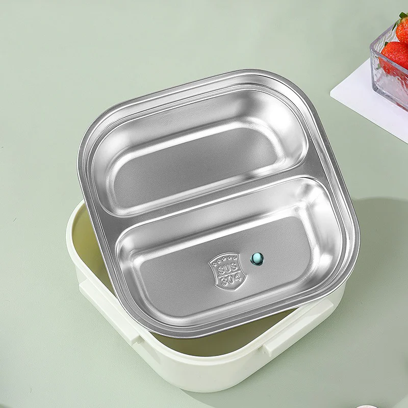 Stainless Steel Lunch Box Thermal Insulation Box Primary School Lunch Box Bento Box Partition Sealed Can Be Heated Lunch Box